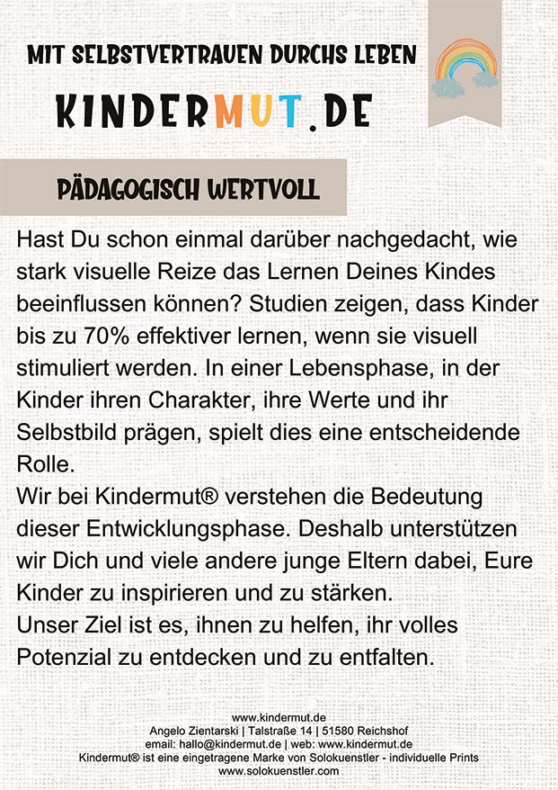 Kostenlose "Entdecke Kindermut.de" Flyer zum Auslegen - Kindermut