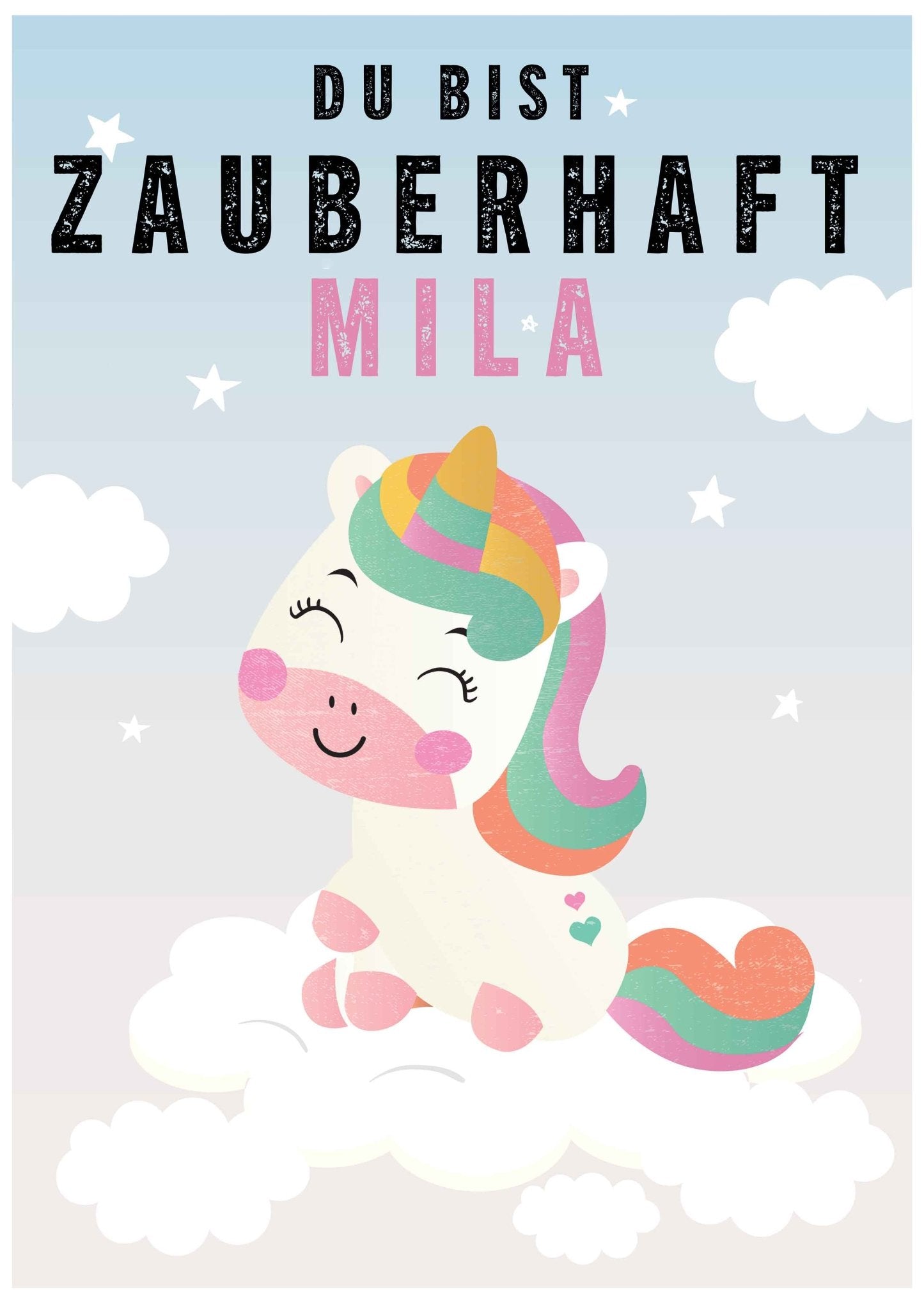 Zauberhafte personalisierte Einhorn - Poster - Kindermut