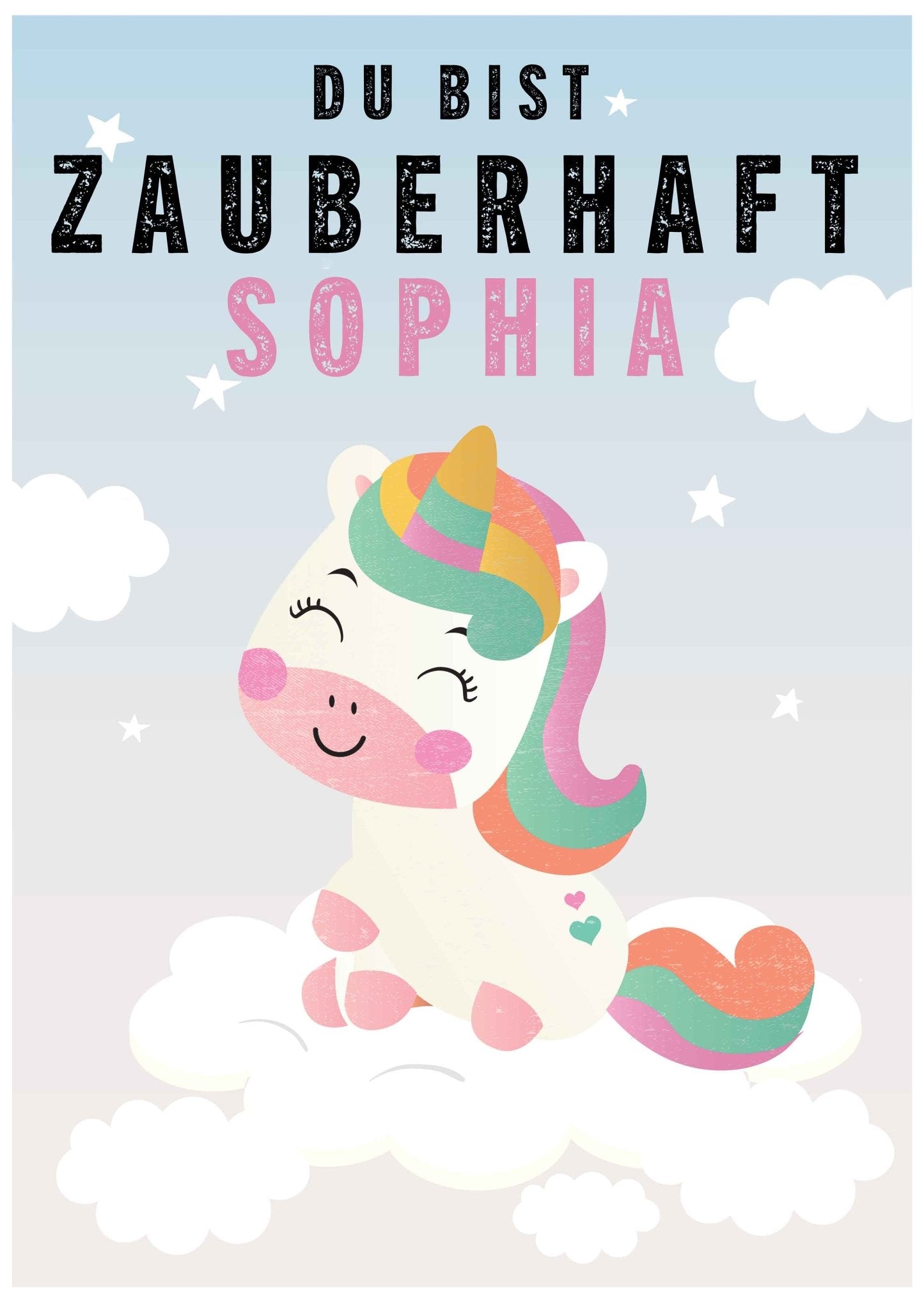 Zauberhafte personalisierte Einhorn - Poster - Kindermut