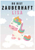 Zauberhafte personalisierte Einhorn - Poster - Kindermut